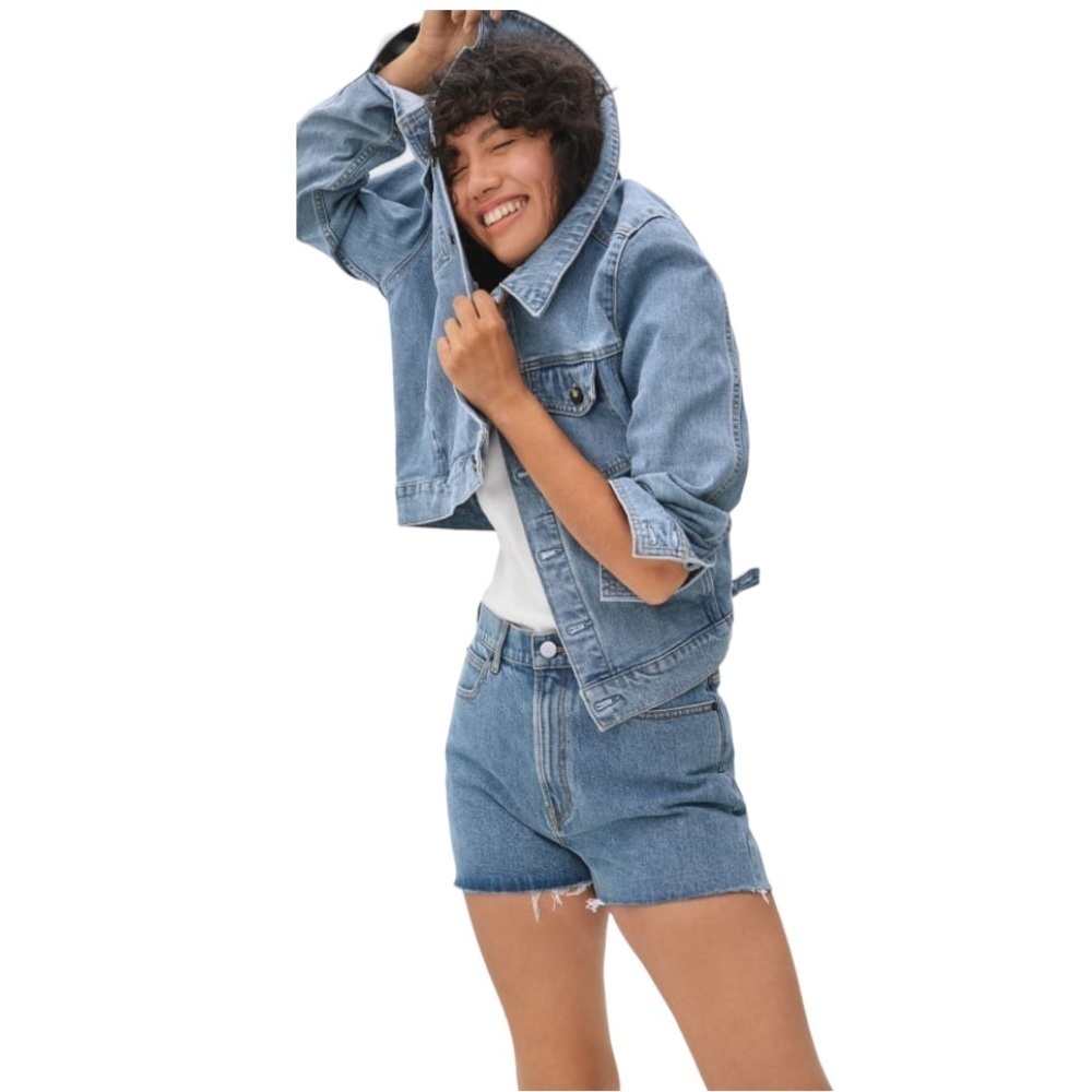 Everlane The Way High Denim Cut Off Jean Shorts 30 High Rise  Raw Hem
